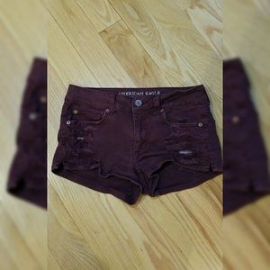 Maroon jean shorts